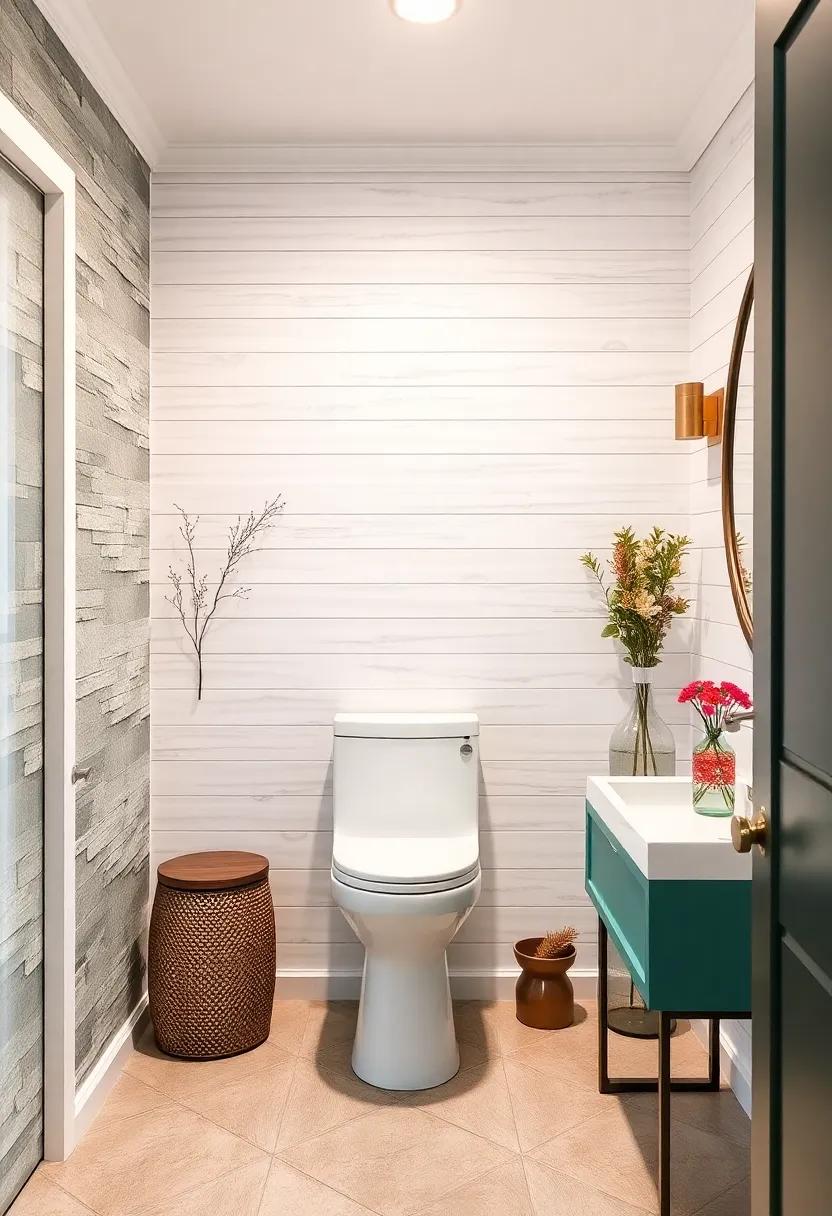 Subtle Ombre Effect on Shiplap Accent Walls Enhancing a Powder Room with Gentle Color Transitions