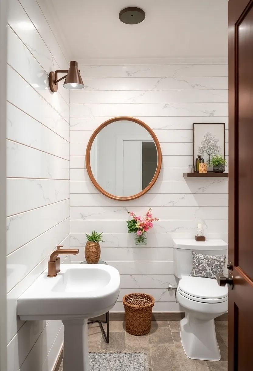 High Gloss Painted Shiplap Adding a Sleek and Modern Touch to Traditional Powder Room Decor