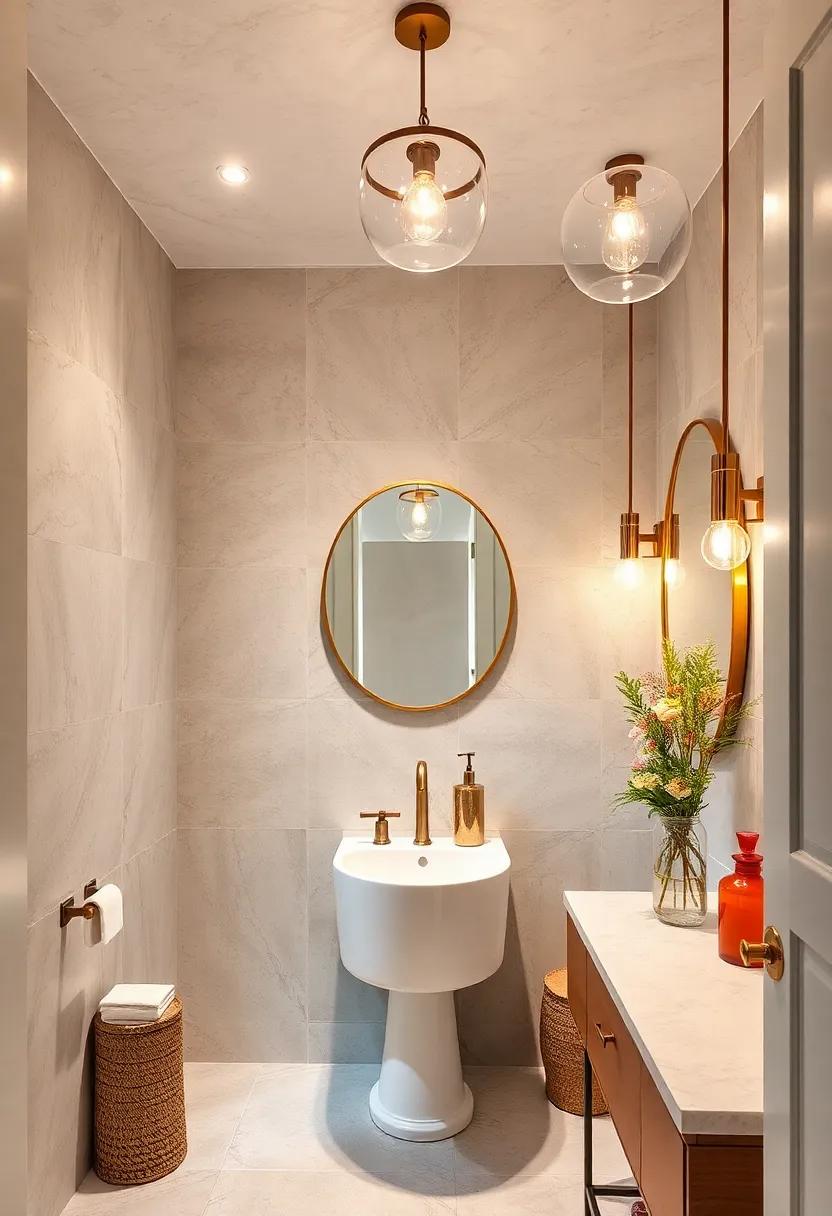 Delicate Chandeliers and Pendant Lighting for Dramatic Yet Functional Powder Room Illumination