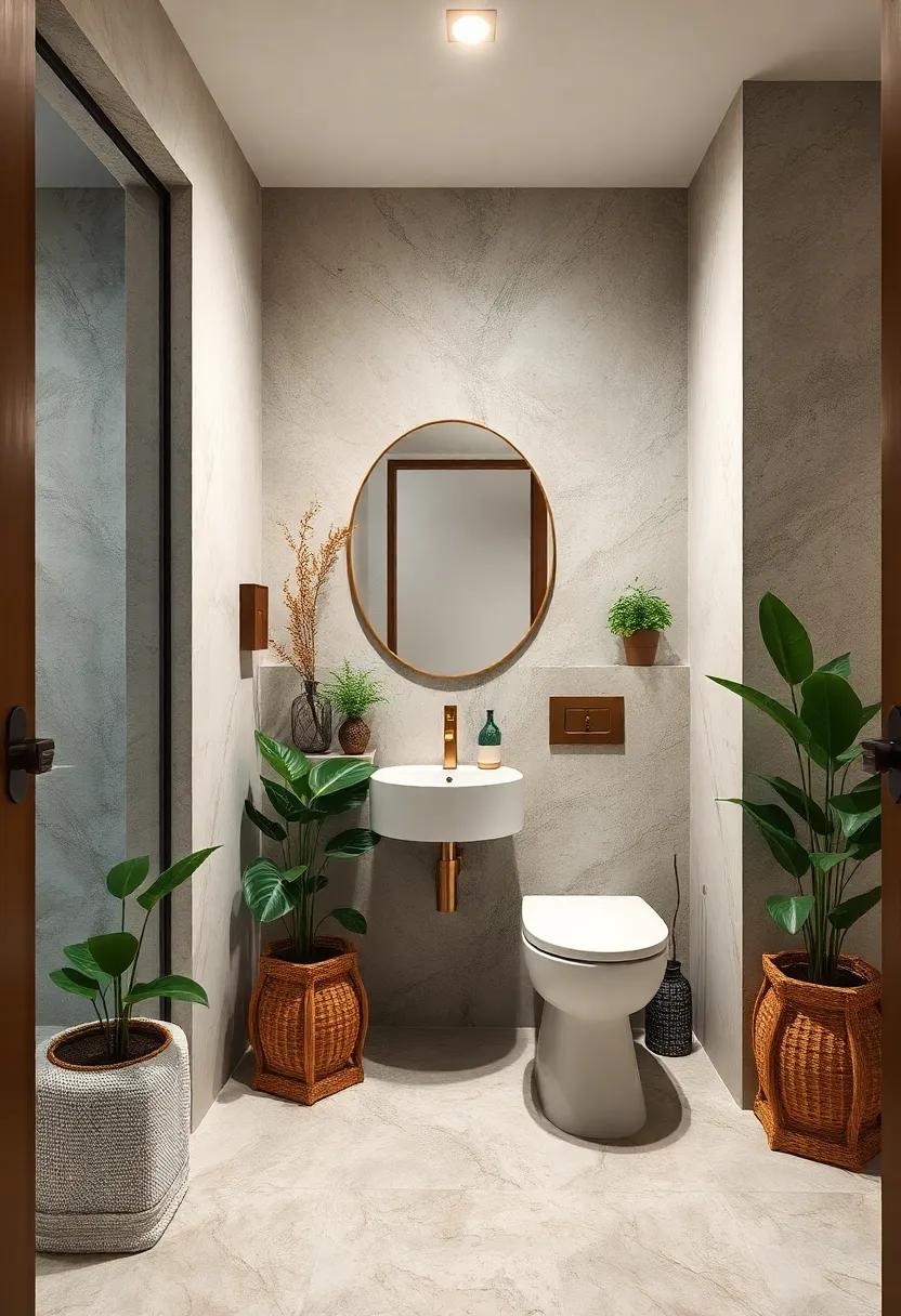 Incorporating Greenery and Natural Elements for a Fresh and Calming Powder Room Vibe