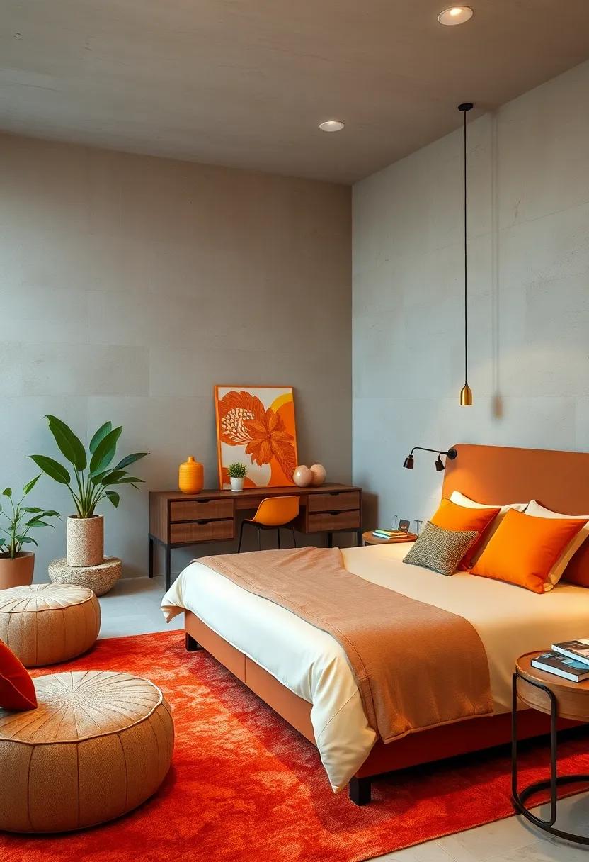 A Vibrant Palette of Earthy Oranges Browns and Mustard Yellows Evoking 70s Warmth and Comfort