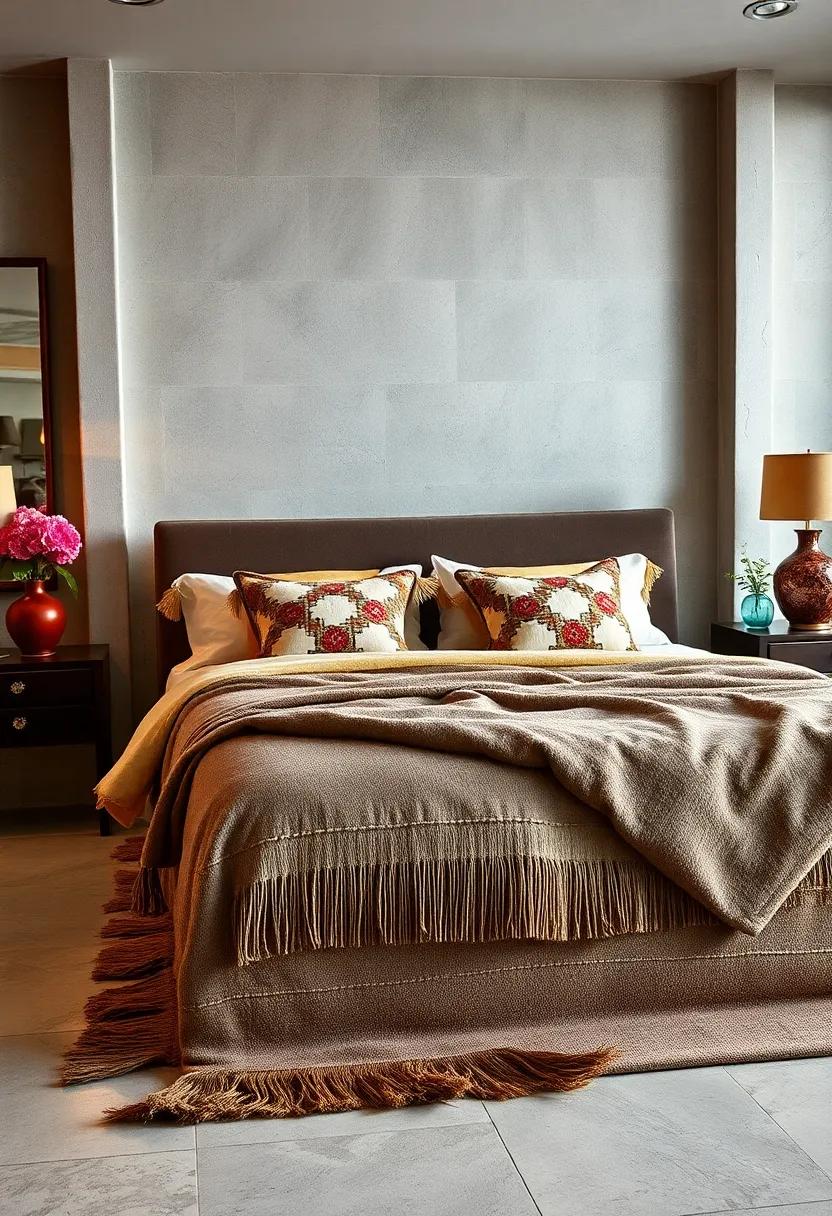 Quirky Accent Pillows Embellished with Fringe Tassels and Vintage Embroidery Details