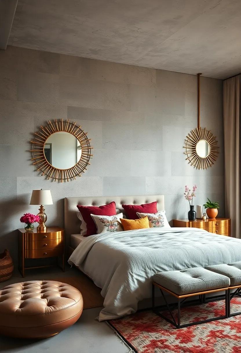 Circular Mirrors with Sunburst Frames Enhancing Light and Vintage Glamour in the Space