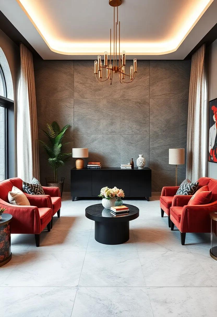 Luxurious Velvet and Suede Upholstery on Chairs and Headboards with Bold Retro Patterns