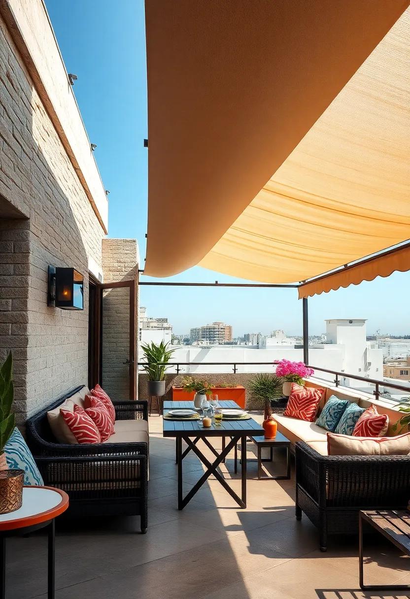 luxurious Canopy: Install a fabric canopy⁢ to provide shade and elegance, allowing for a comfortable dining experience in sunny ⁣weather