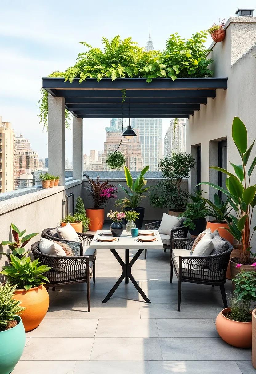 Urban⁤ Jungle: Host a‌ vibrant dining experience ‌surrounded ⁣by a mix of⁣ potted plants, creating‍ a lush ​and refreshing environment