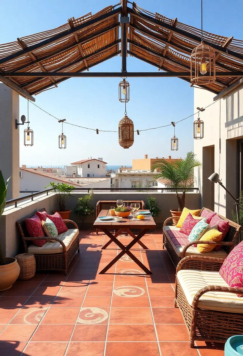 Mediterranean Retreat: capture the essence of the Mediterranean with terracotta tiles, colorful cushions, and hanging lanterns for ⁤that bohemian vibe