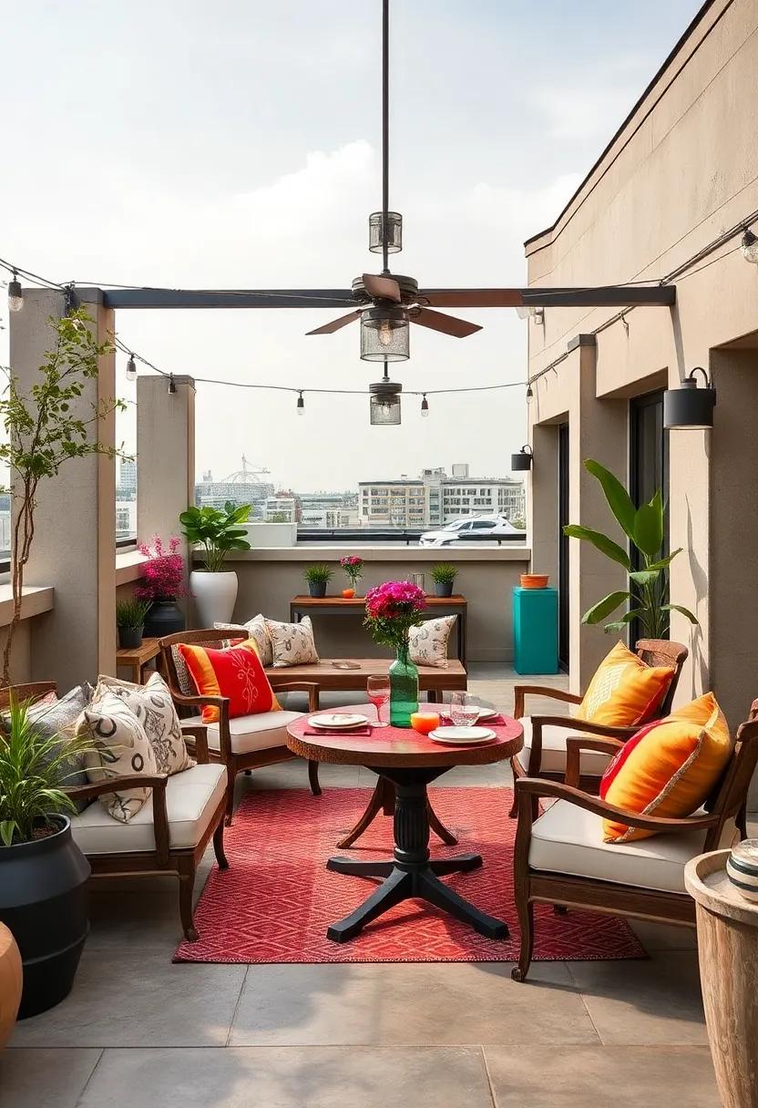 Color Pop: ​Inject life and energy into‌ your rooftop with bold color ⁤choices, from vibrant furniture to colorful dinnerware