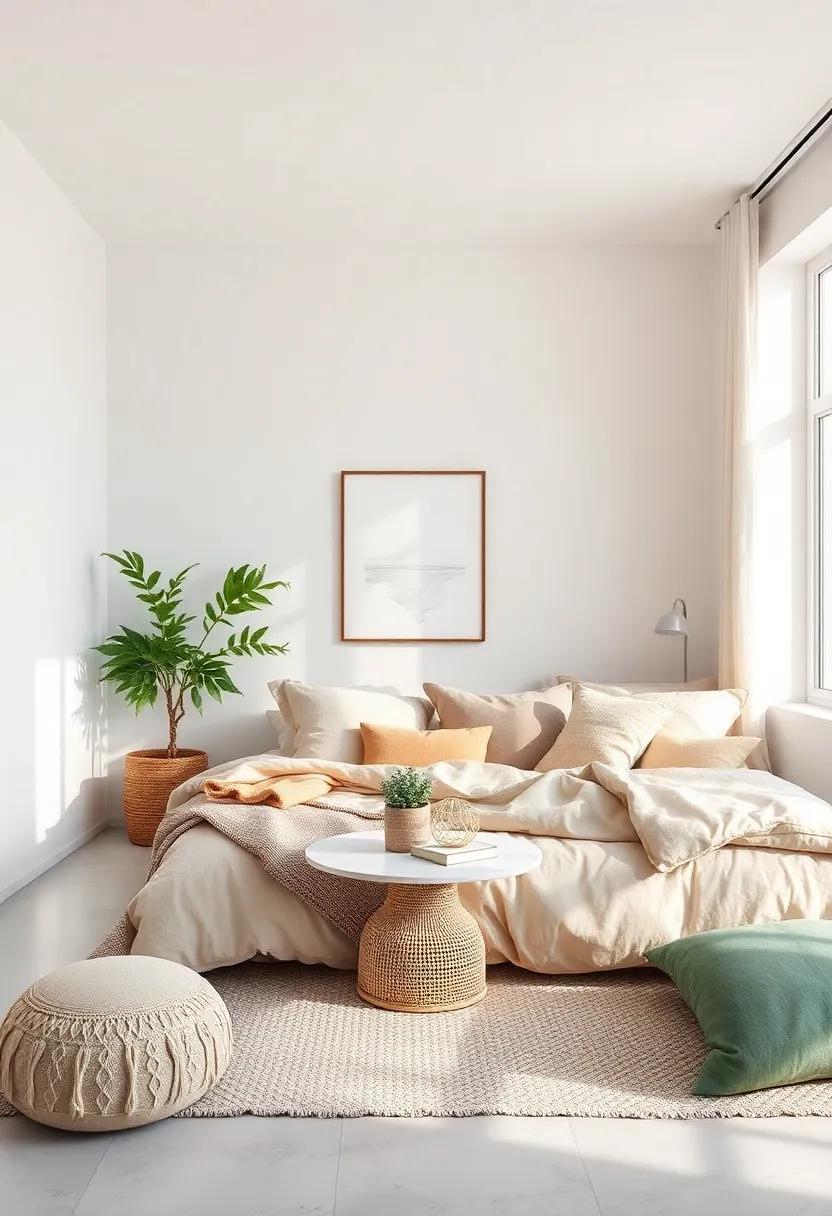 The Allure of Muted Pastel Cushions Set Against Crisp White Walls and Natural Textiles