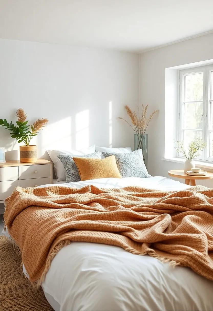 Delicate Patterns Woven Into Handcrafted Scandinavian Pillowcases Resting on Crisp White Bedding