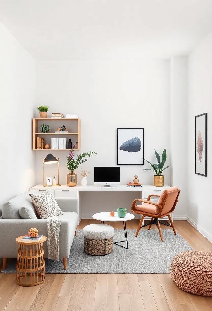 Clean Lines and Functional Elegance in a Nordic Inspired Home Office Featuring White Walls and Simple Storage Solutions