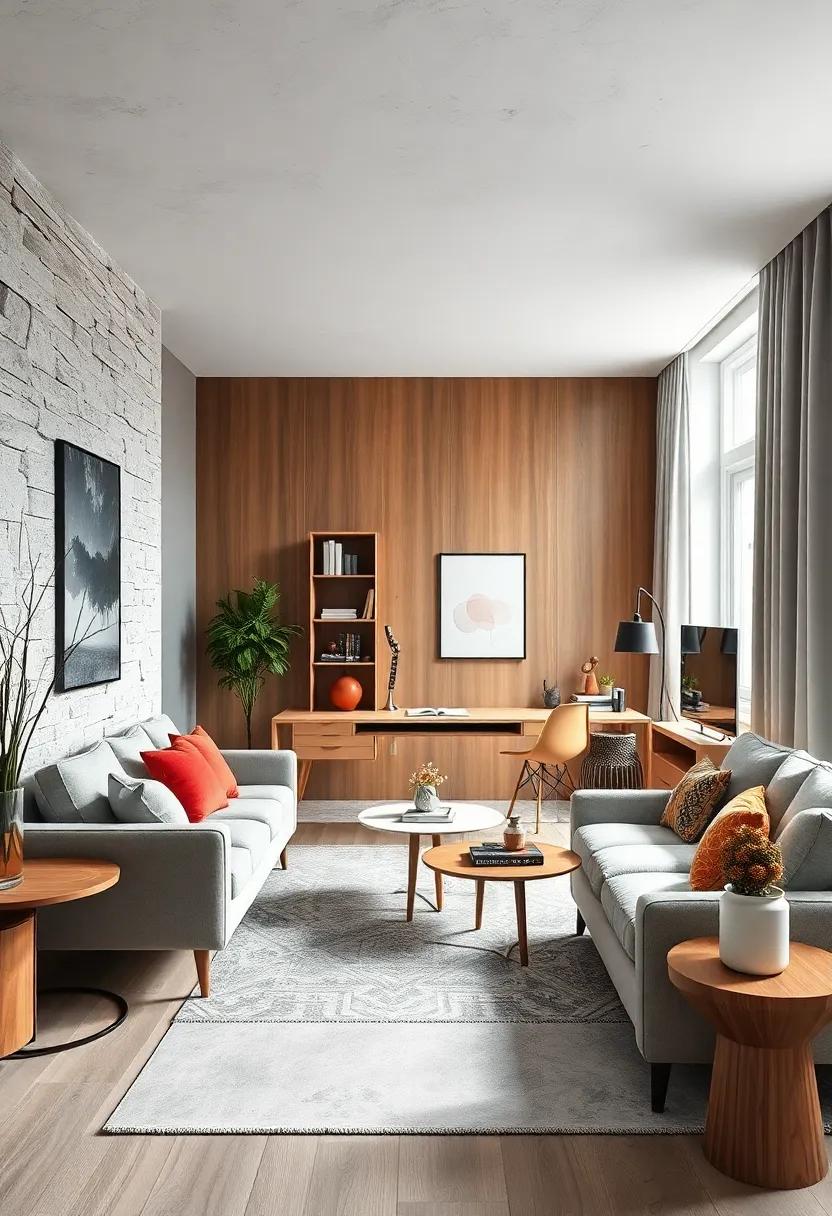 The Contrast of Matte and Glossy Surfaces Within a Scandinavian Office To Provide Visual Interest and Calm