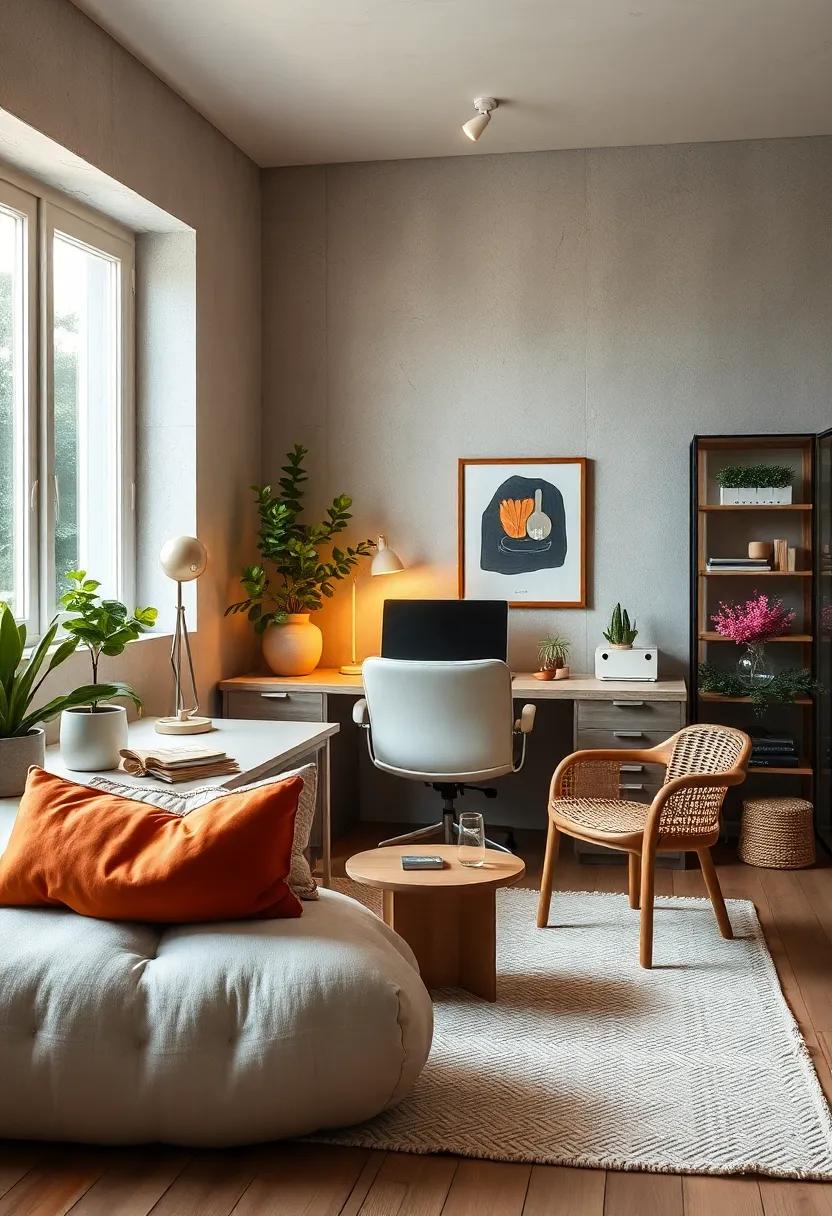 Cozy Corners With Warm Lighting and Textured Rugs Evoking a Sense of Calm and Focus in Nordic Office Spaces