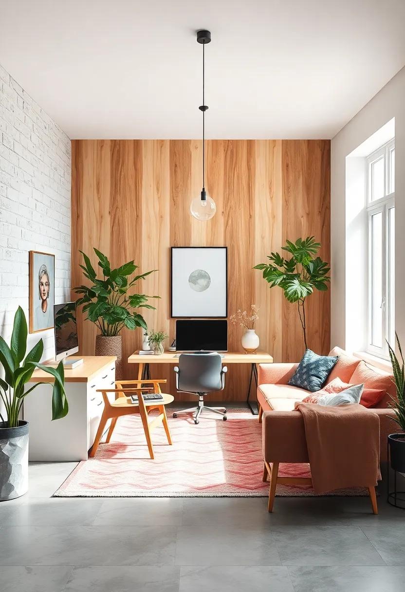 Incorporating Natural Elements Like Birch Wood and Indoor Plants for a Balanced Scandinavian Office Ambiance