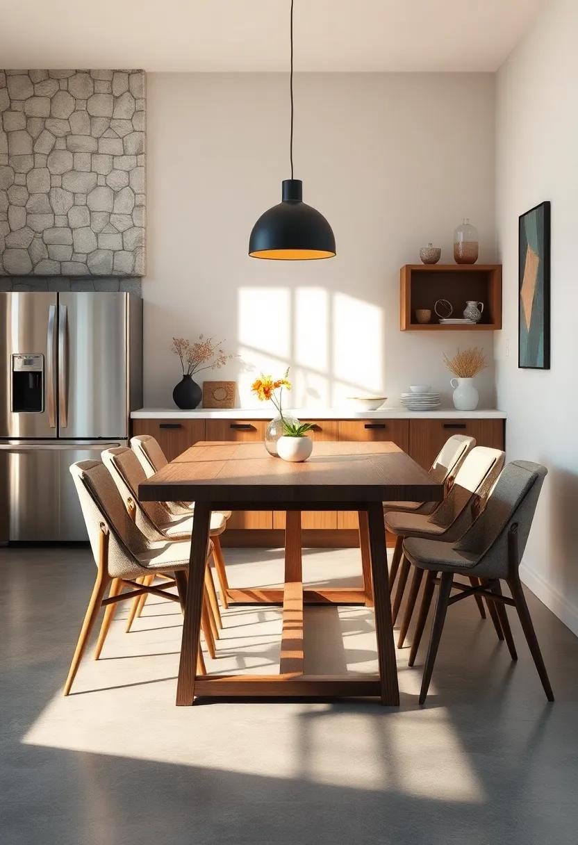 Light and Shadow Play on Scandinavian Table Surfaces Highlighting Natural Wood Grain Patterns