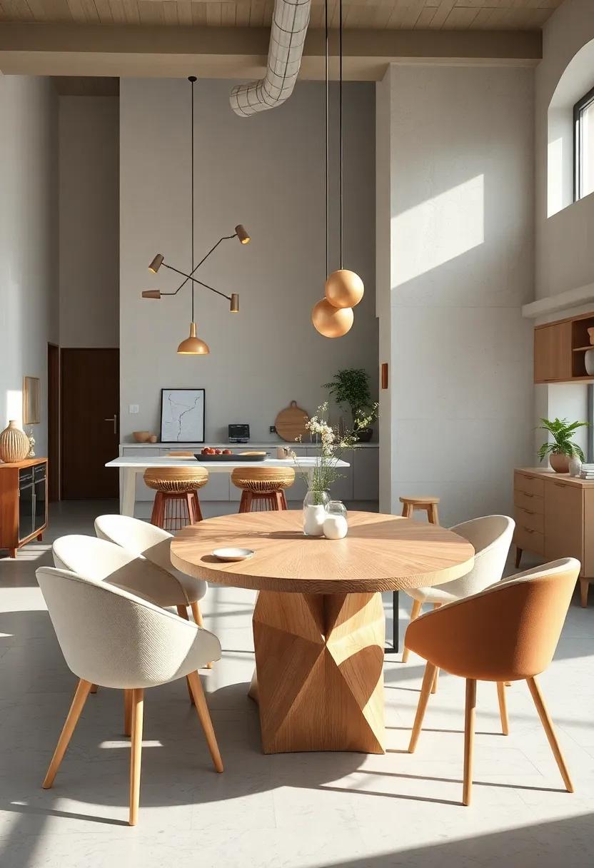 Organic Shapes and Clean Geometry Define Scandinavian Kitchen Tables in a Bright, Airy Dining Space