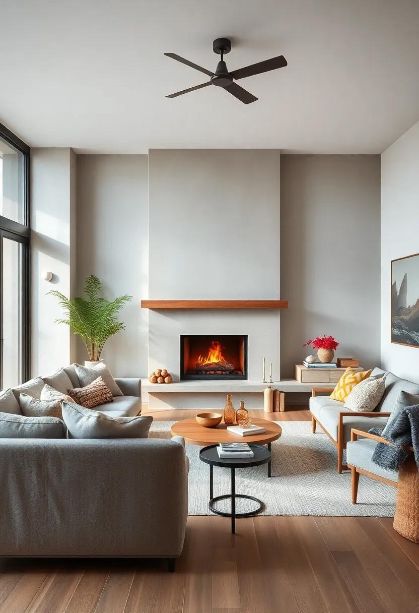 Cozy Scandinavian Living Rooms Where Natural Light Embraces Soft Textures and Warm Fireplace Glow