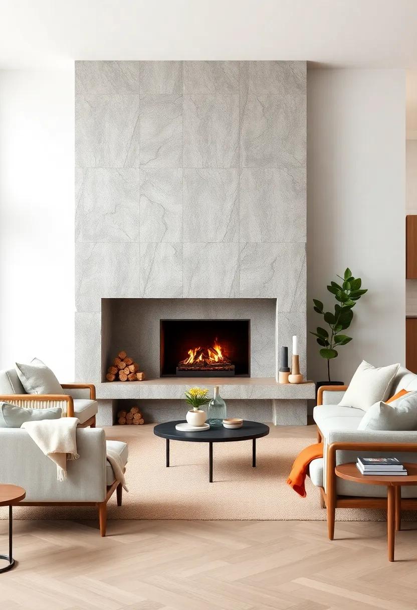 Elegant Fireplace Designs Framed by Minimalist Nordic Furniture and Calming Neutral Color Palettes