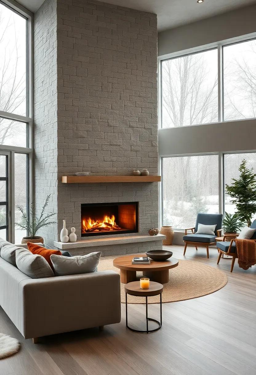 Indoor Winter Gardens and Scandinavian Fireplaces Merging Nature with Warm Interior Comfort