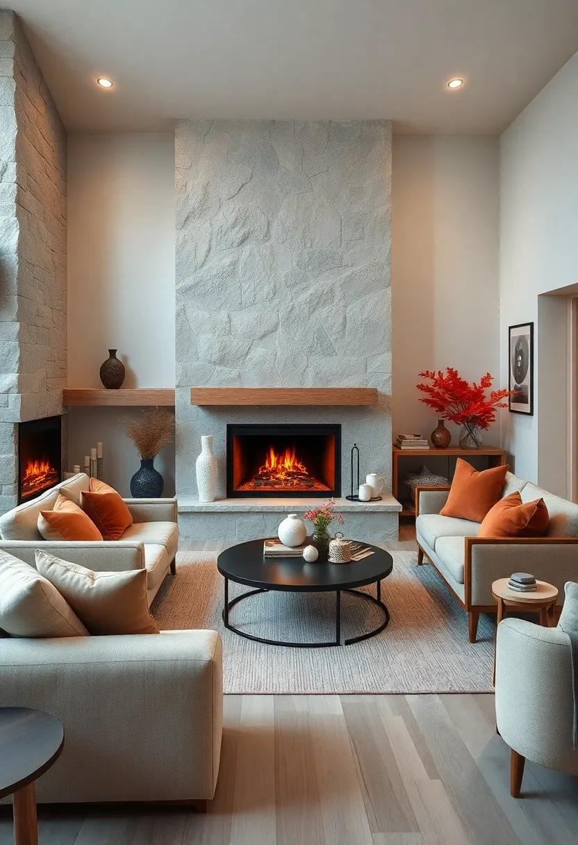 Natural Fiber Furnishings and Scandinavian Fireplaces Blending Warmth with Simplistic Design