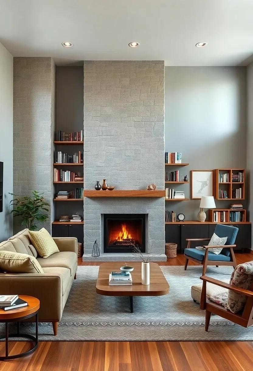 Vintage Scandinavian Bookshelves and Warm Fireplaces Crafting Inviting Literary Retreats