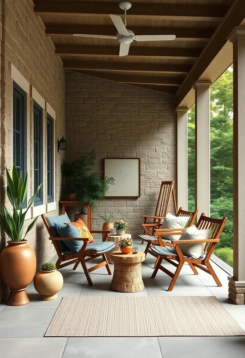 Balancing Comfort and Clean Lines in a Scandinavian Style Screened Porch With Fold-Out Chairs