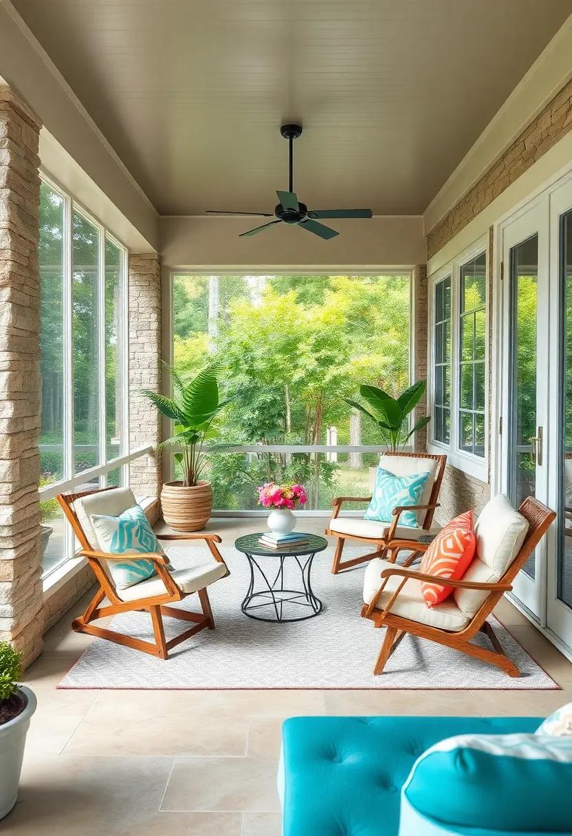 Designing a Serene Screened Porch With Cozy Fold-Out Chairs for Relaxed Outdoor Living