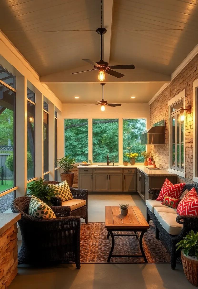 - Vintage Edison Bulbs Casting Inviting Light on Classic Screened Porch Kitchen Interiors