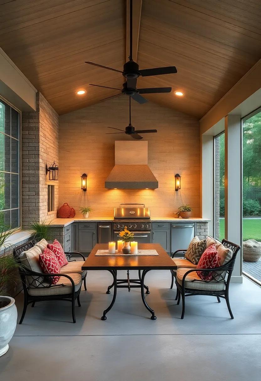 - Candle-Inspired Fixtures Delivering a Romantic Vibe to Screened Porch Dining and Cooking Zones