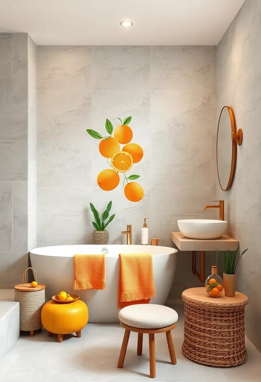 Bright Citrus Hues Combined with Playful Patterns to Energize Your Bathroom Atmosphere with Seasonal Cheer