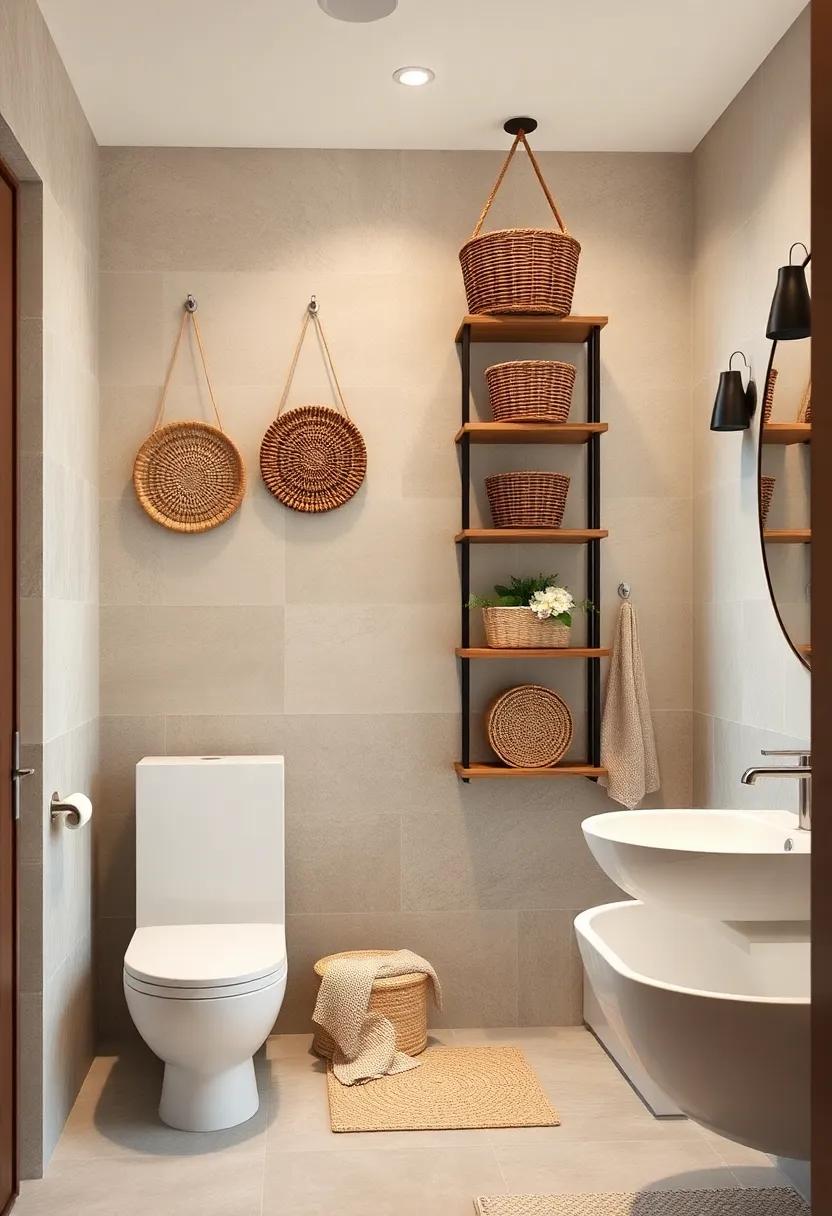 Hanging Wicker Baskets and Tiered Shelving Units for Functional yet Decorative Seasonal Organization