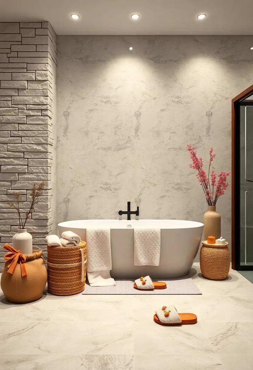 Soft, Plush Robes and Matching Slippers Artistically Displayed to Invite Relaxation and Comfort After Baths