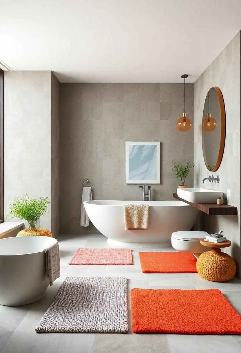 Textured Towels and Cushioned Bath Mats in Coordinated Colors for Added Comfort and Visual Appeal