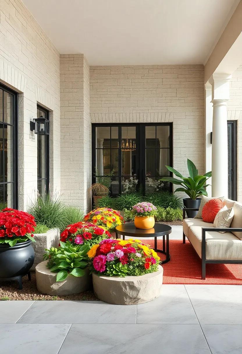 Bold Contrasting Color Schemes for Front Yard Beds That Make Seasonal Blooms Pop Visually