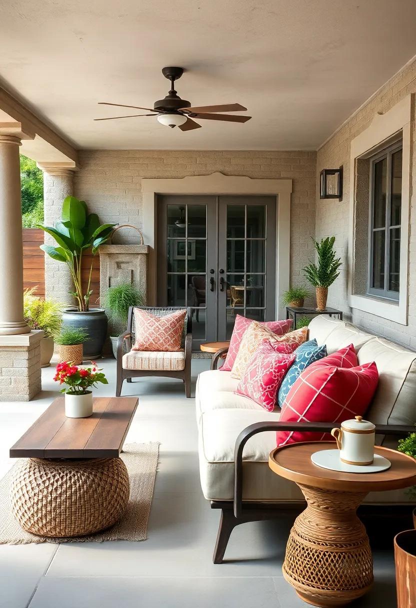 Introduce A Playful Mix Of Patterned Throw Pillows In Seasonal Colors To Brighten Outdoor Sofas