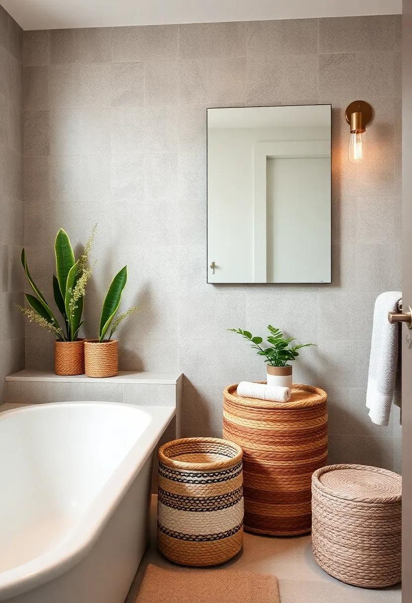 Decorative​ Storage Baskets -⁣ Incorporate ‌textured baskets to ⁢store toiletries and towels while adding a touch of natural ‌beauty to your ⁢bathroom