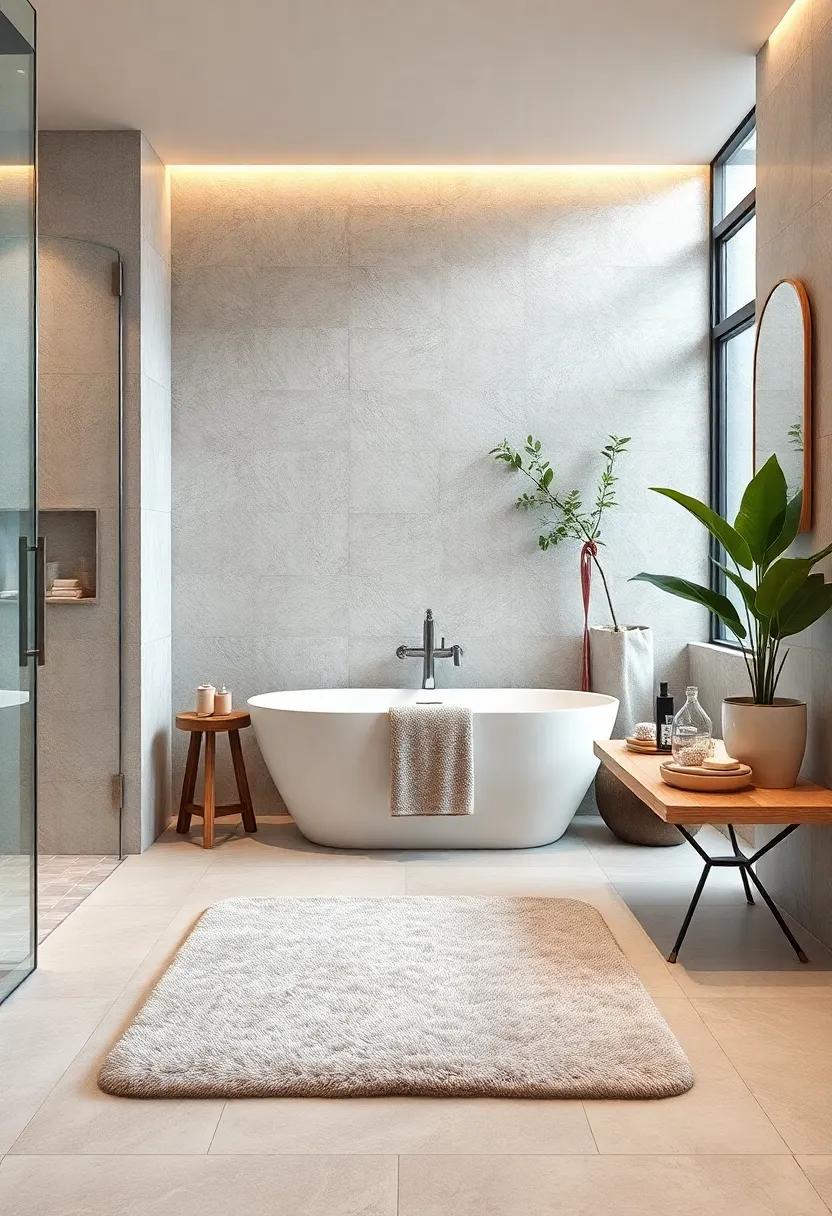 Elegant Bath Mat - Invest ‍in a plush bath mat that adds‌ comfort and ‍style,creating a cozy atmosphere as you⁣ step out of the shower