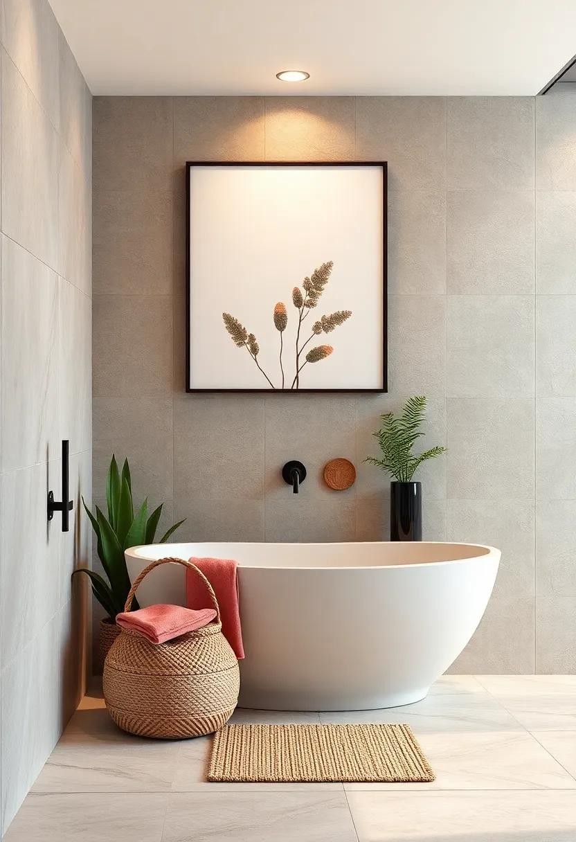 Simple Wall Art - Enhance your bathroom’s ⁤ambiance with waterproof ⁤wall art that reflects your style and‍ personal touch