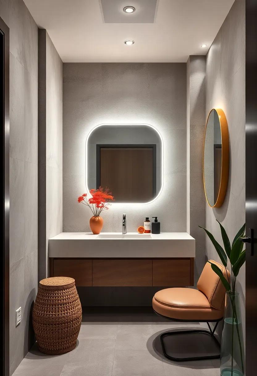 Embracing Bold Geometric Shapes in Mirrors and Lighting to Elevate the Style in Limited Spaces