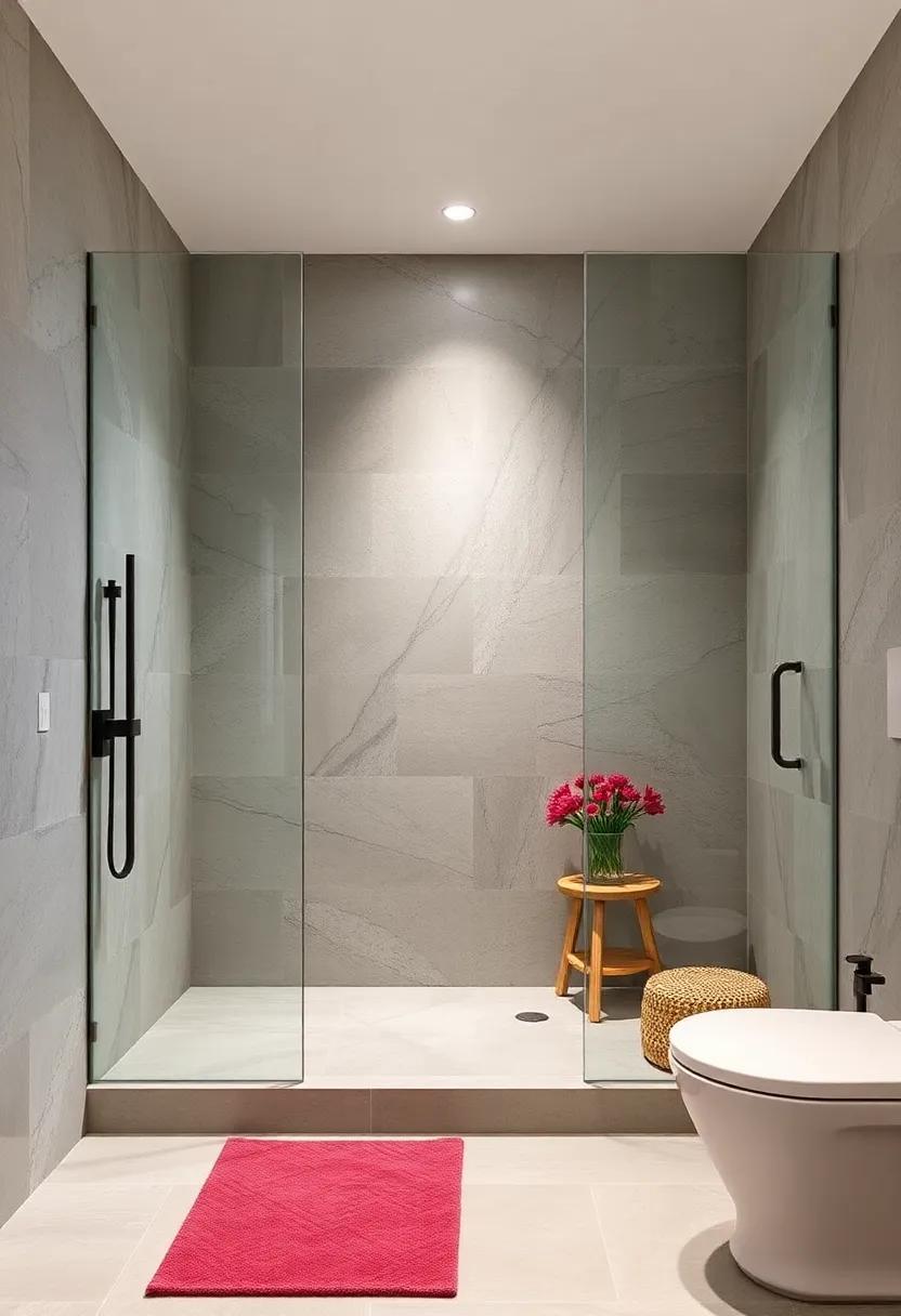 Smart Storage Solutions Integrated Seamlessly Into Open Shower Areas for a Clutter-Free Small Bathroom Aesthetic