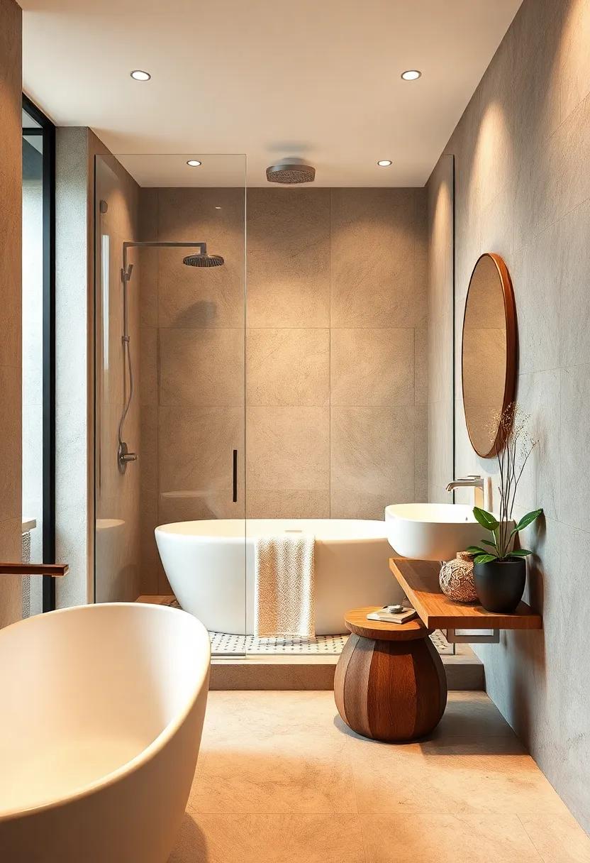 Innovative Use of Light Colors and Reflective Surfaces to Enhance the Feeling of Spaciousness Around Open Showers