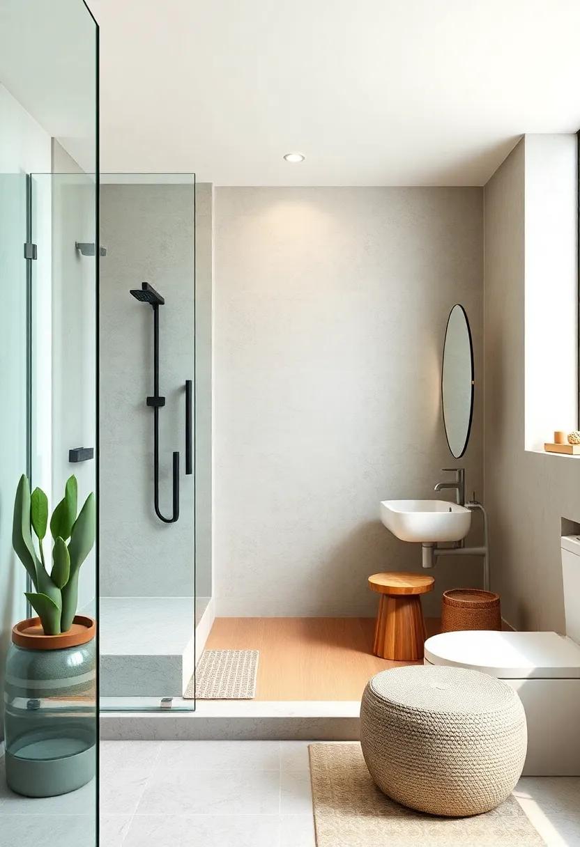 Zen-Inspired Open Shower Settings With Natural Materials and Simple Lines Bringing Calm and Openness to Tight Bathrooms