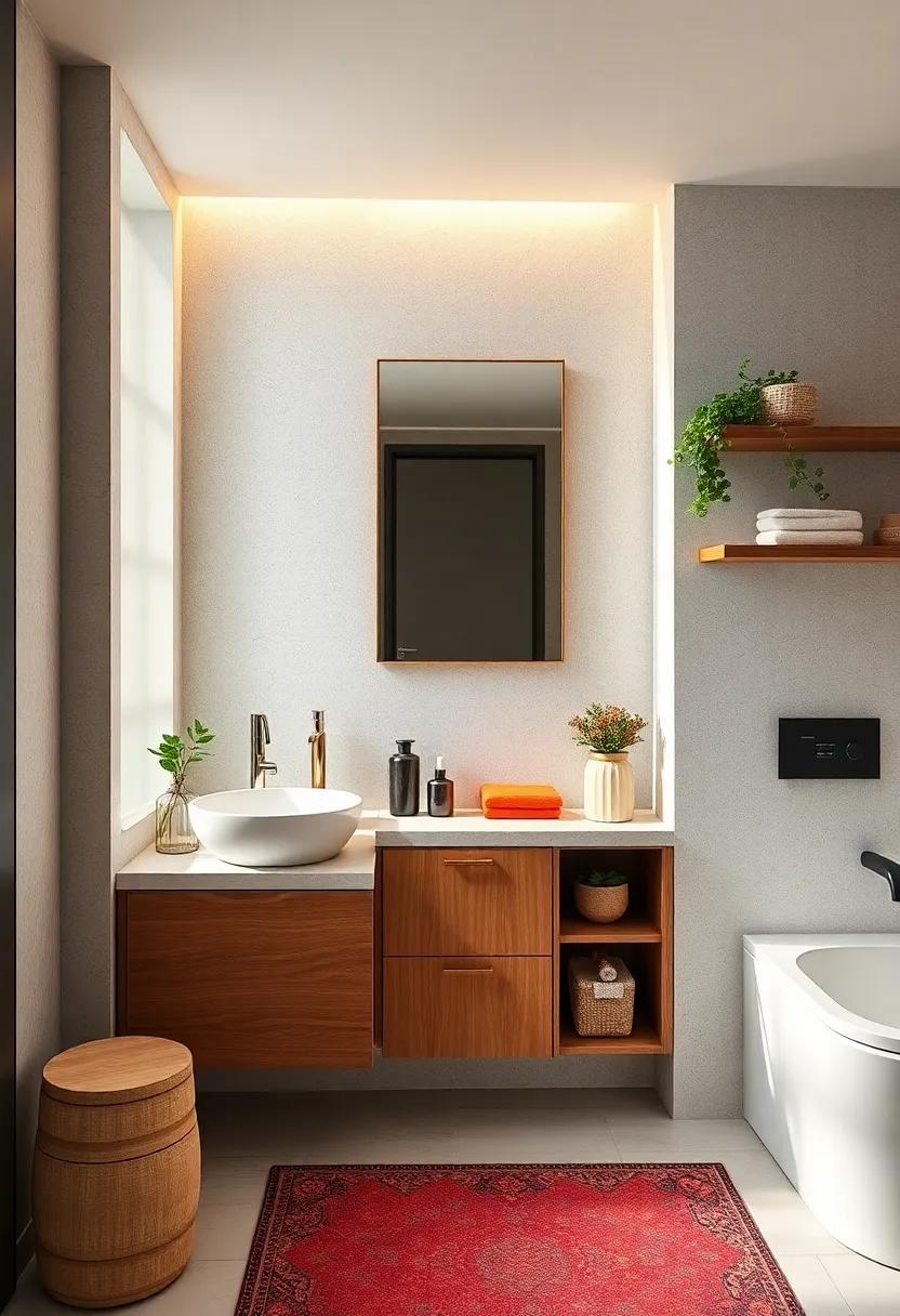 Chic Compact Vanity Styles Including Open Shelving to Showcase Decorative and Functional Items