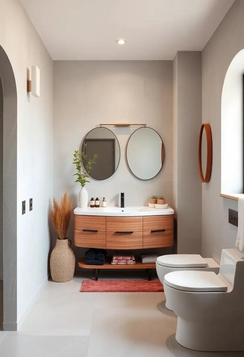 Curved Edge Vanities with Soft Silhouettes Ideal for Narrow Bathroom Corners