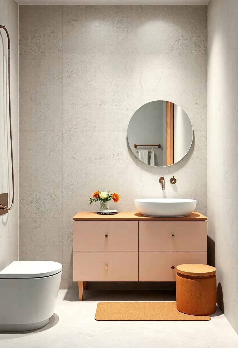 High-Gloss Lacquered Vanities Lending a Sleek and Polished Look to Petite Bathroom Designs