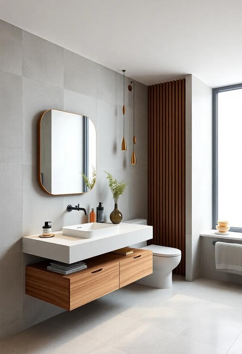 Modern Floating Vanities Designed for Small Bathrooms with Clean Geometry and Hidden Drawers