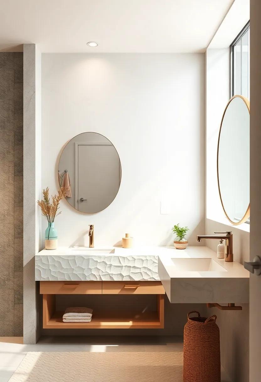 Textured Vanity Fronts that Add Depth and Interest to Small Bathroom Designs