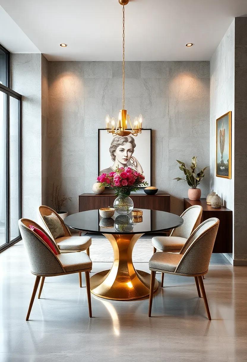 Luxurious Metallic Finishes Highlighting Small Dining Room Details With Elegance
