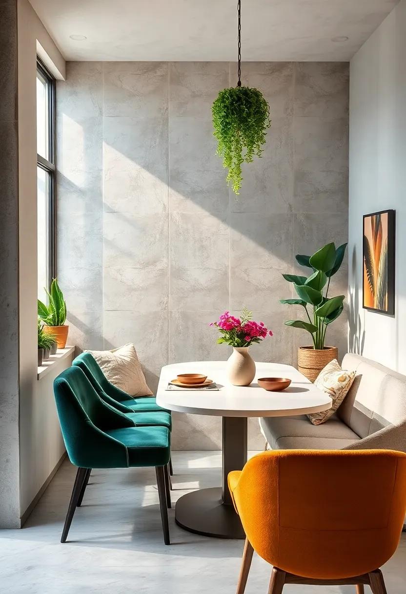 Nature Inspired Dining Corners Incorporating Indoor Plants and Earthy Tones