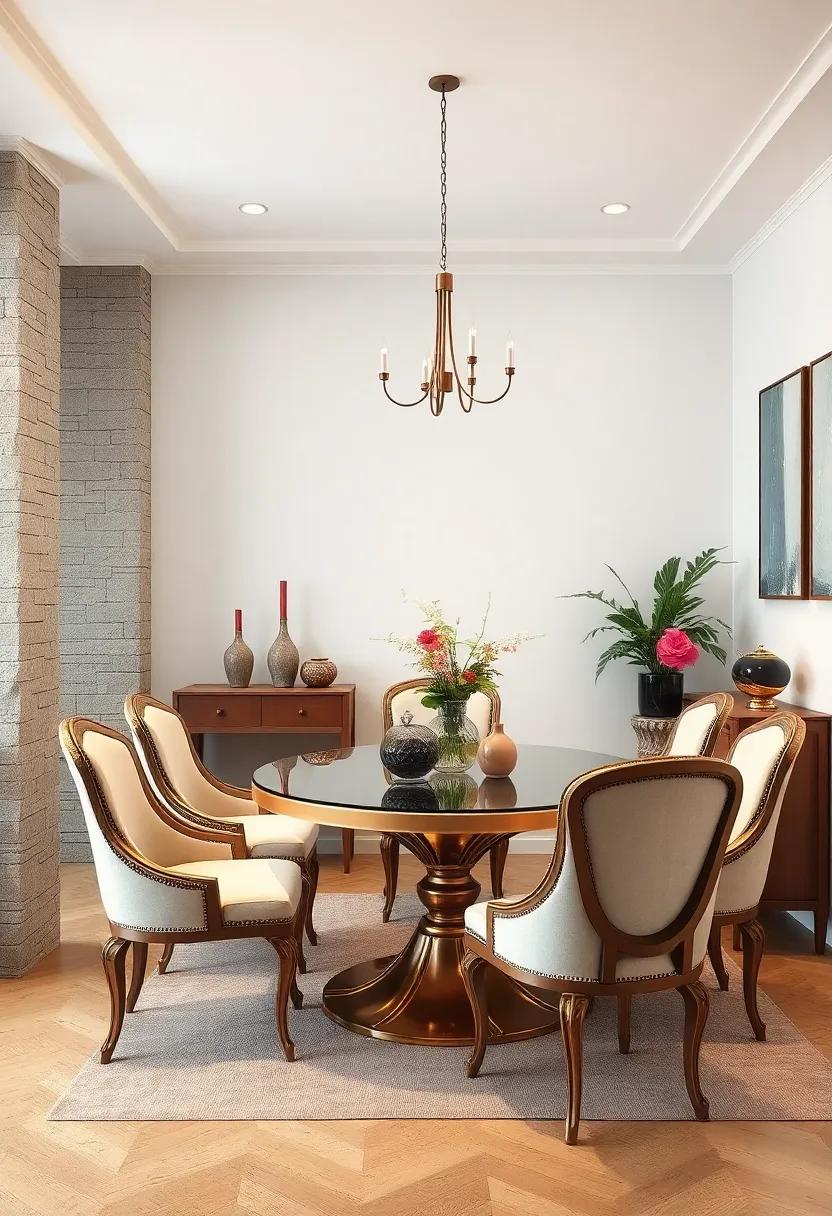 Vintage Elegance in Small Dining Rooms With Curved Chairs and Ornate Details